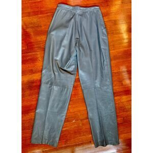 Vintage 80s Christopher Dark Gray Straight Leg High Waist Leather Pants XS Small